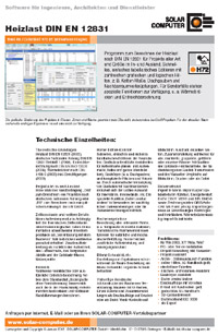 Heizlast - Berechnungen mit Software von Solar Computer 