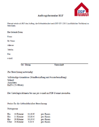 Auftragsbestätigung & Preise für Heizlast Berechnungen